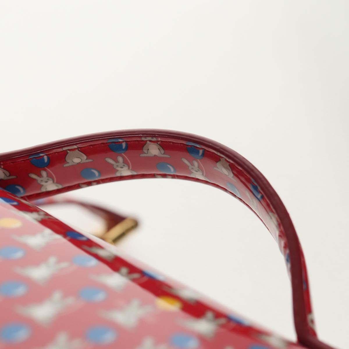 Salvatore Ferragamo Vala Backpack Vinyl Coating 3way Red Gold Auth 134344AV