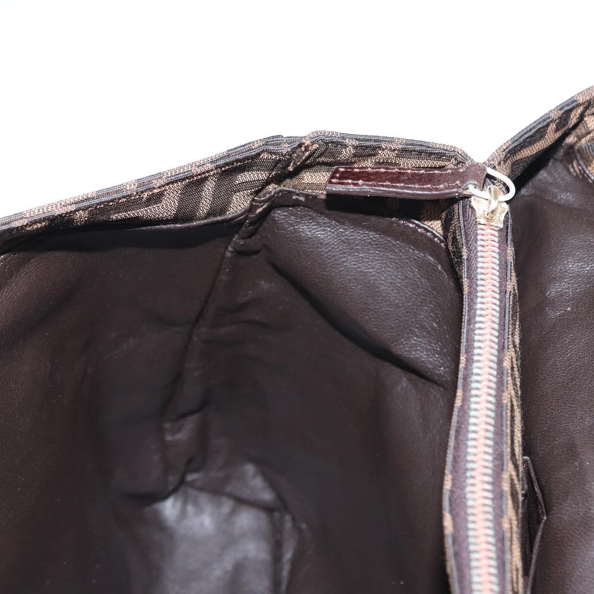 FENDI Zucca Canvas Tote Bag Black Brown Auth 134349AV