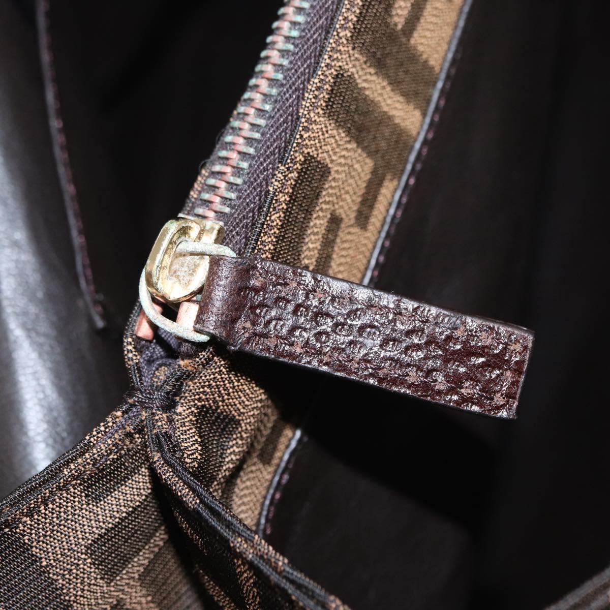 FENDI Zucca Canvas Tote Bag Black Brown Auth 134349AV