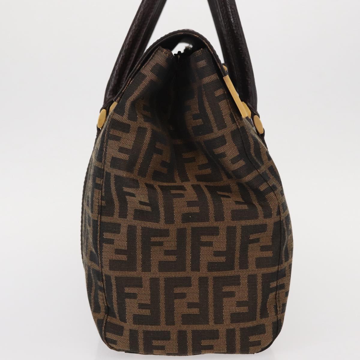 FENDI Zucca Canvas Tote Bag Black Brown Auth 134349AV
