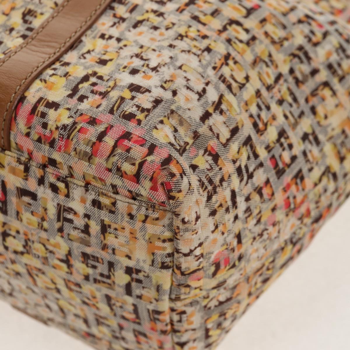 FENDI Zucchino Canvas Tote Bag Yellow Gold Auth 134352V