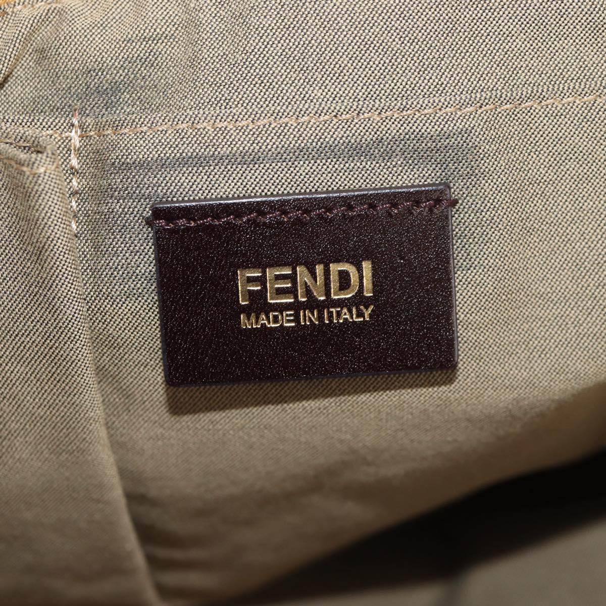 FENDI Zucchino Canvas Tote Bag Yellow Gold Auth 134352V