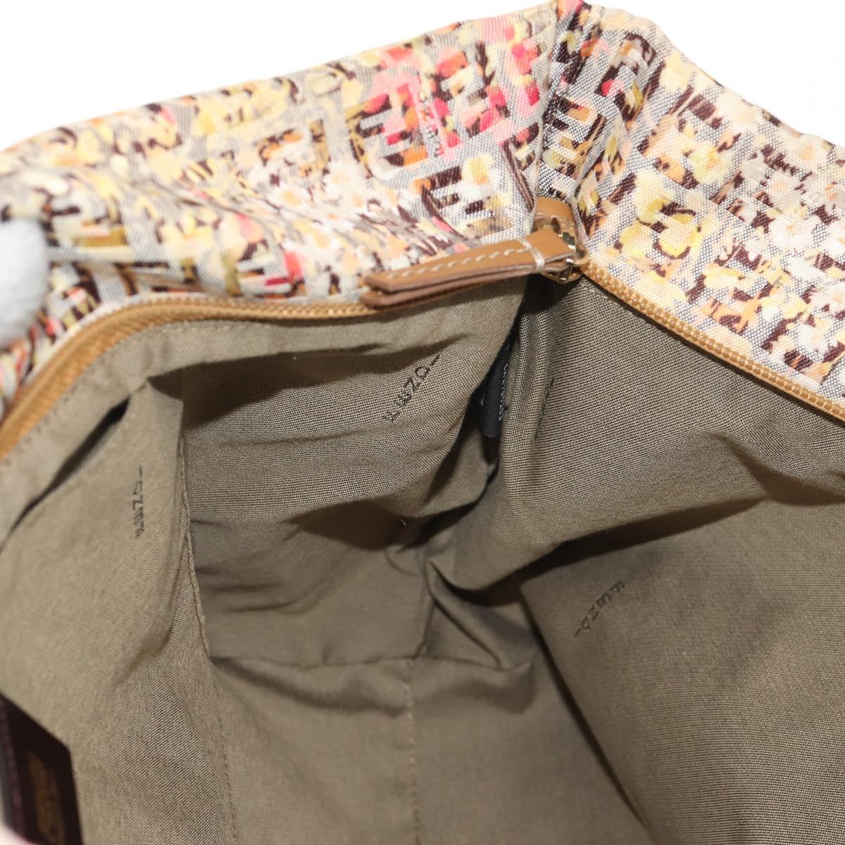 FENDI Zucchino Canvas Tote Bag Yellow Gold Auth 134352V