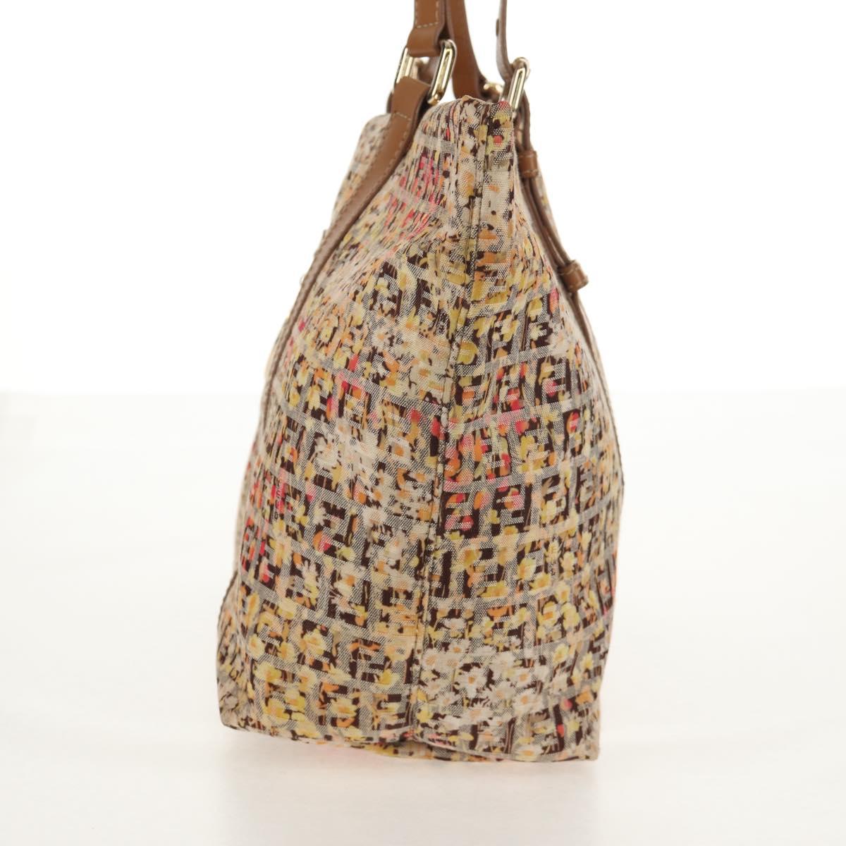 FENDI Zucchino Canvas Tote Bag Yellow Gold Auth 134352V