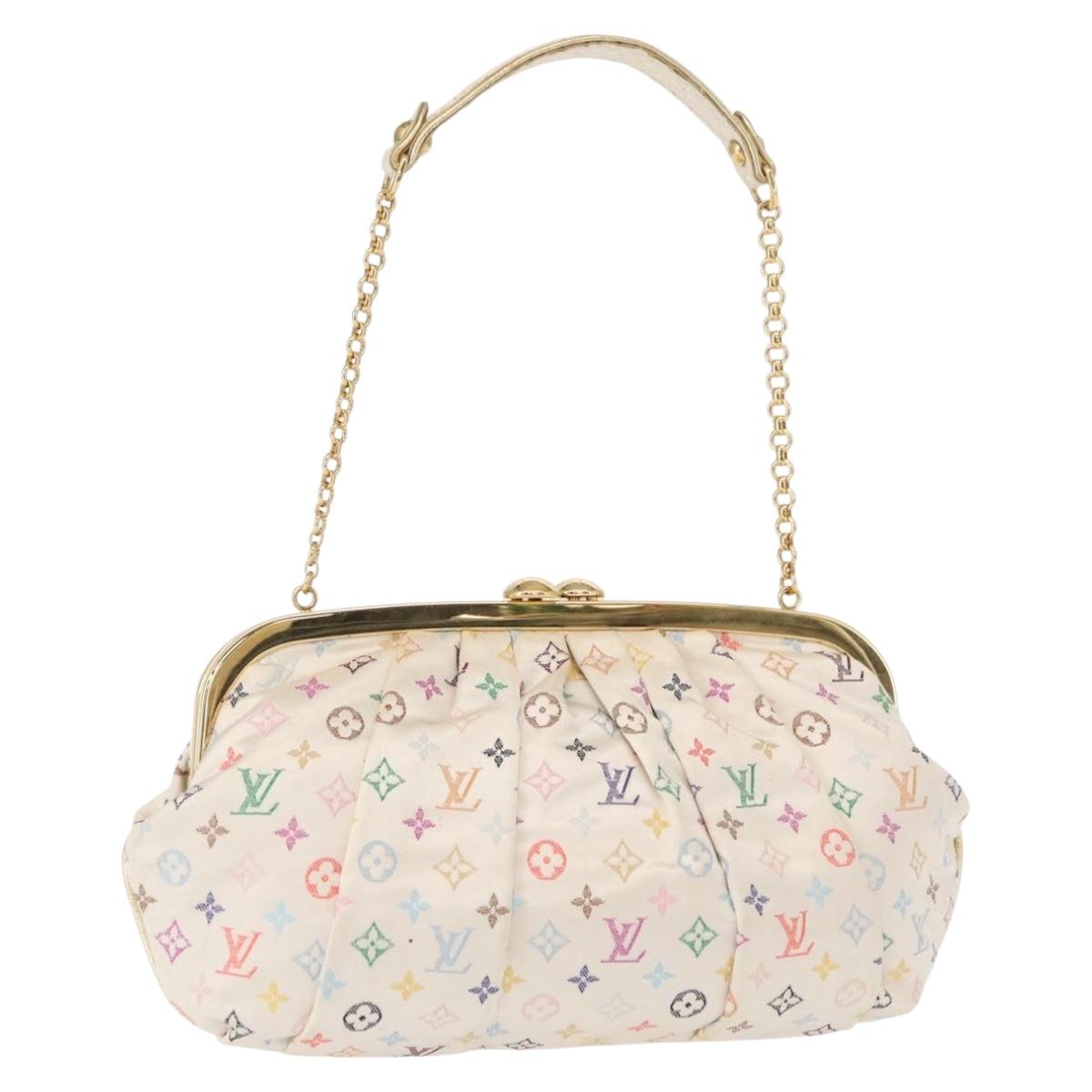 LOUIS VUITTON Multicolor Satin Omoniere Pouch White M92060 LV Auth 134363SAV