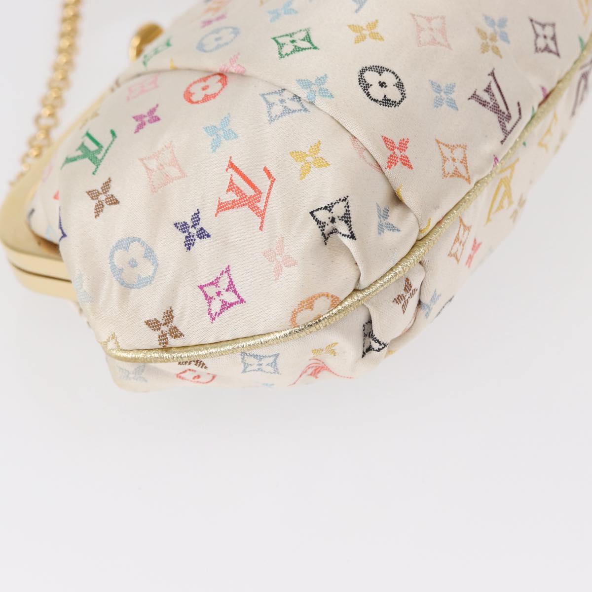 LOUIS VUITTON Multicolor Satin Omoniere Pouch White M92060 LV Auth 134363SAV