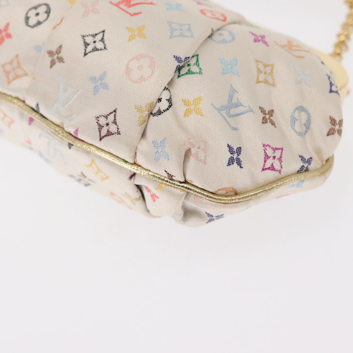LOUIS VUITTON Multicolor Satin Omoniere Pouch White M92060 LV Auth 134363SAV