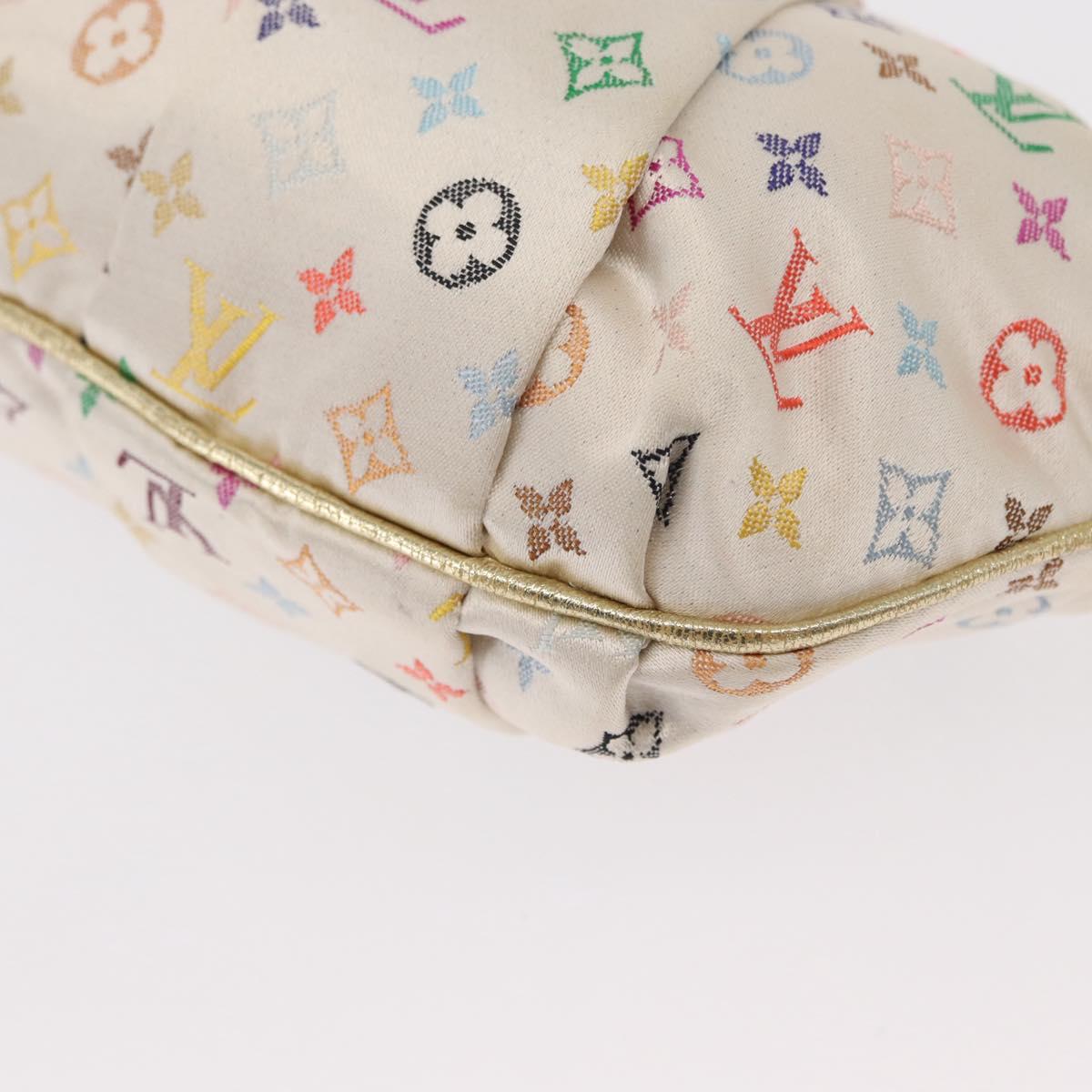 LOUIS VUITTON Multicolor Satin Omoniere Pouch White M92060 LV Auth 134363SAV