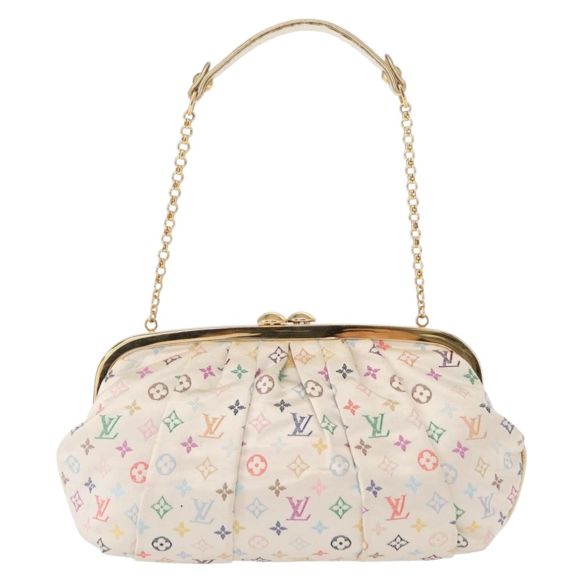 LOUIS VUITTON Multicolor Satin Omoniere Pouch White M92060 LV Auth 134363SAV