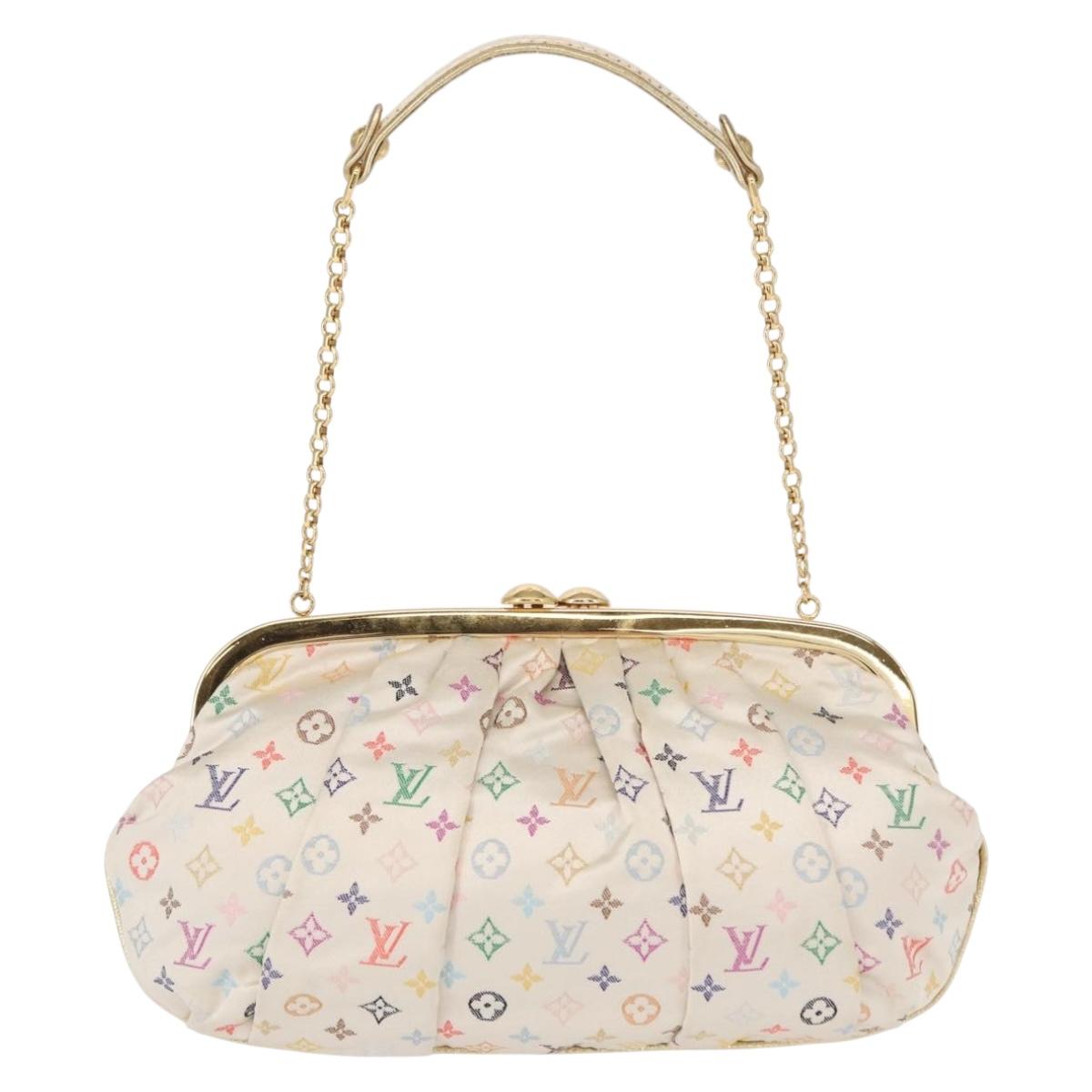LOUIS VUITTON Multicolor Satin Omoniere Pouch White M92060 LV Auth 134363SAV