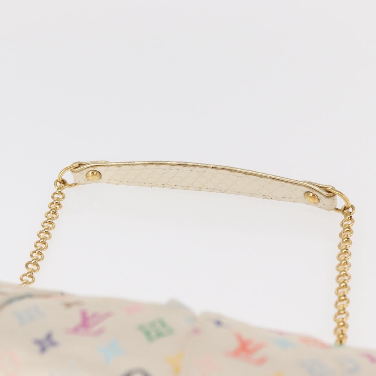 LOUIS VUITTON Multicolor Satin Omoniere Pouch White M92060 LV Auth 134363SAV