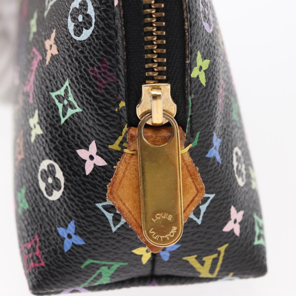 LOUIS VUITTON Multicolor Pochette Cosmetic Pouch Black M47355 LV Auth 134365V