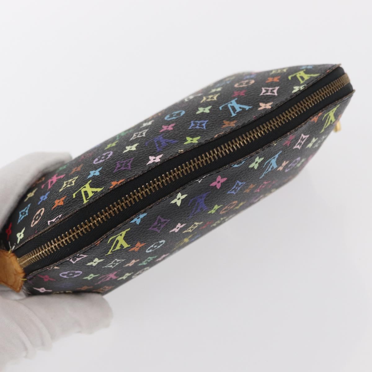LOUIS VUITTON Multicolor Pochette Cosmetic Pouch Black M47355 LV Auth 134365V