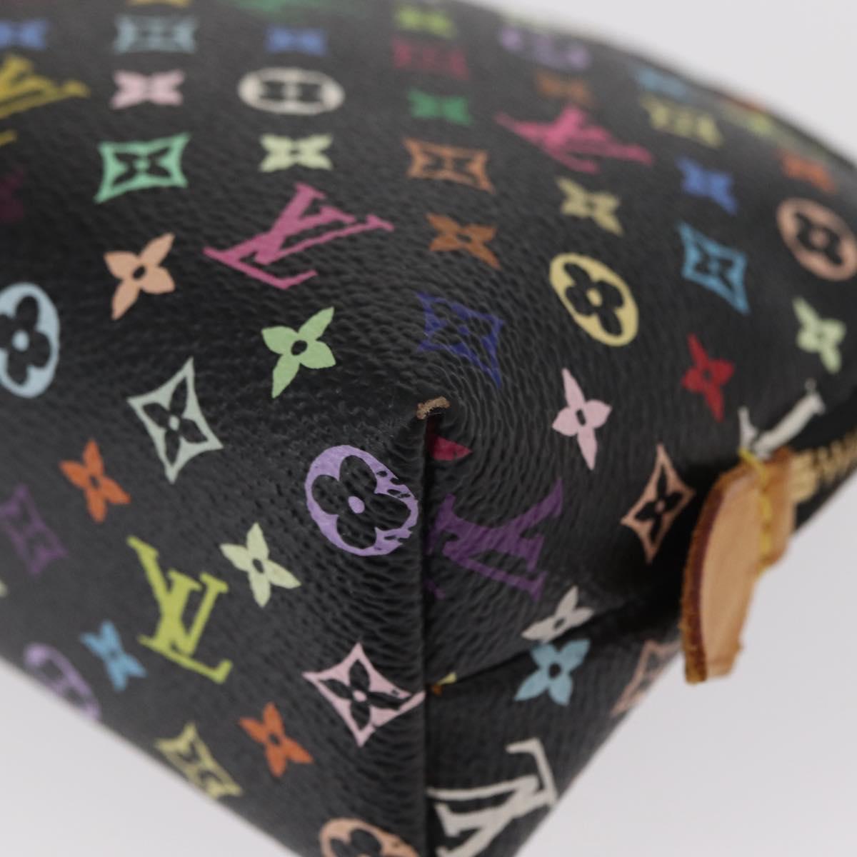 LOUIS VUITTON Multicolor Pochette Cosmetic Pouch Black M47355 LV Auth 134365V