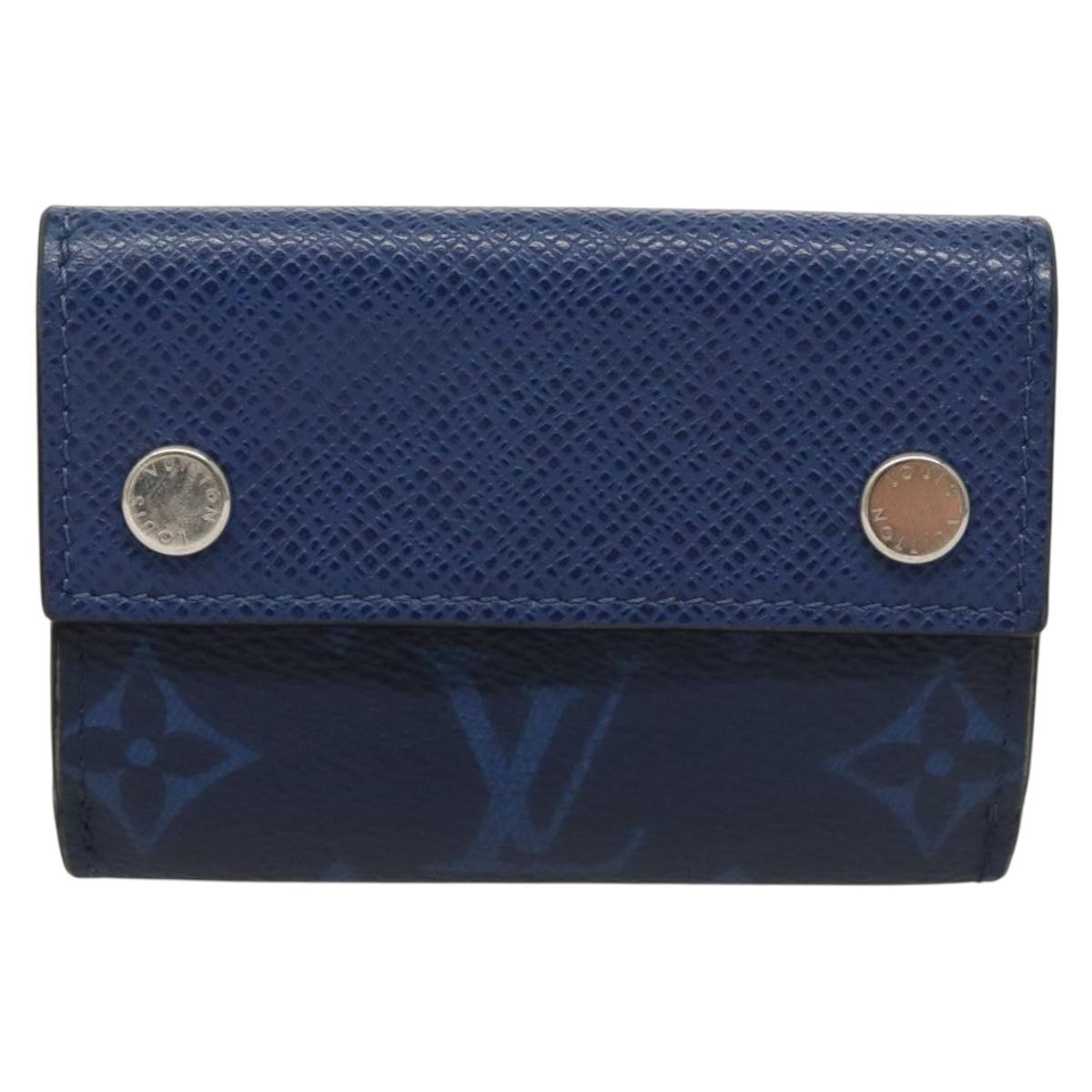 LOUIS VUITTON Taigalama Discovery Compact wallet Wallet Blue M67620 Auth 134375
