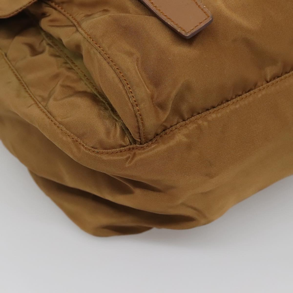 PRADA Shoulder Bag Nylon Brown Silver Auth 134382