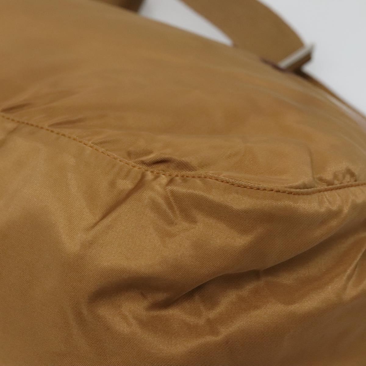 PRADA Shoulder Bag Nylon Brown Silver Auth 134382