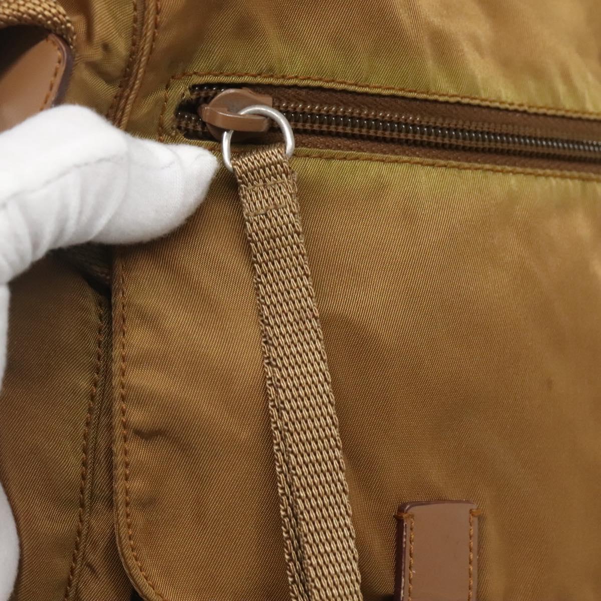 PRADA Shoulder Bag Nylon Brown Silver Auth 134382