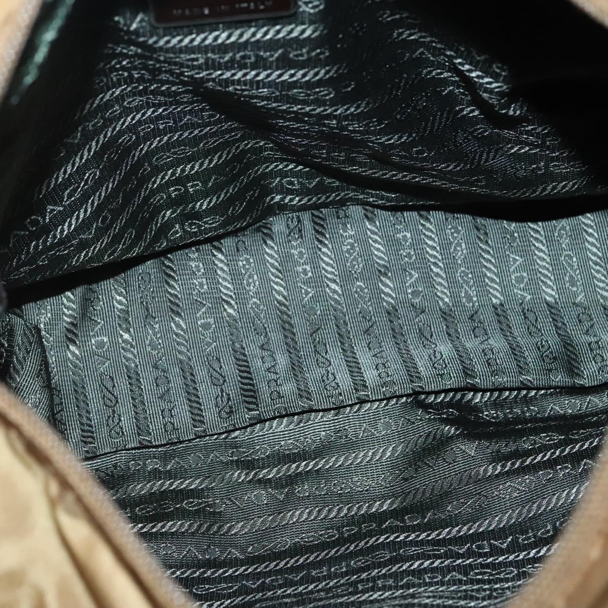 PRADA Shoulder Bag Nylon Brown Silver Auth 134382