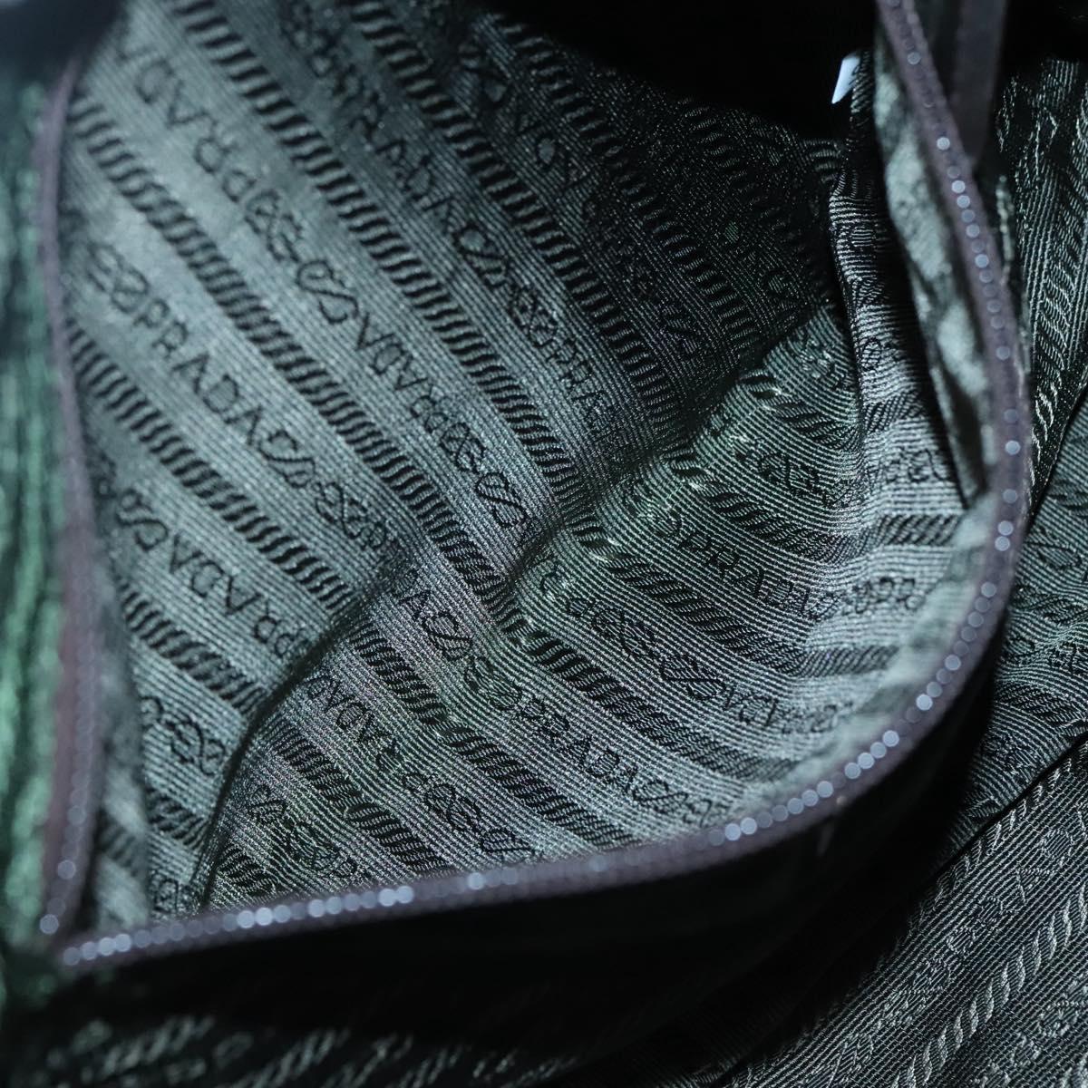 PRADA Shoulder Bag Nylon Brown Silver Auth 134382