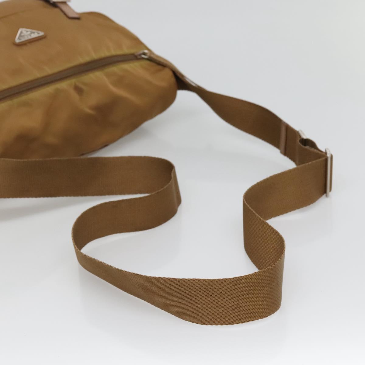 PRADA Shoulder Bag Nylon Brown Silver Auth 134382