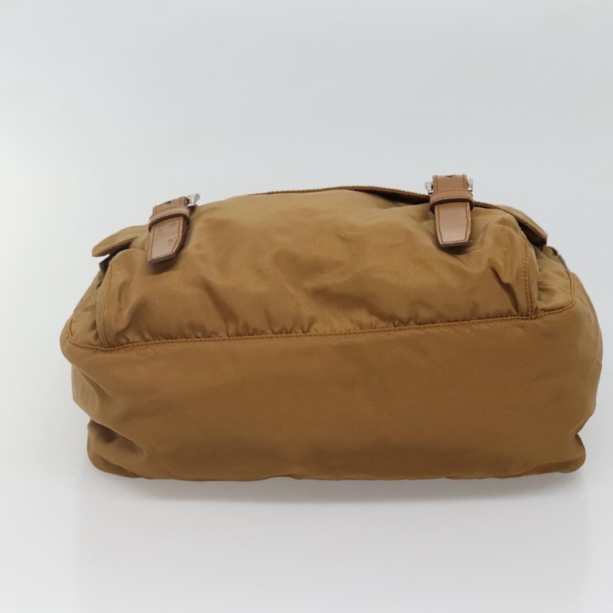 PRADA Shoulder Bag Nylon Brown Silver Auth 134382