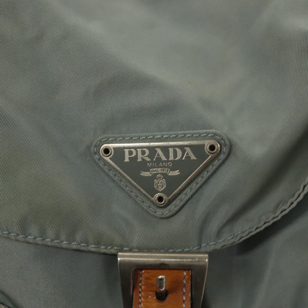 PRADA Backpack Nylon Light Blue Silver Auth 134383
