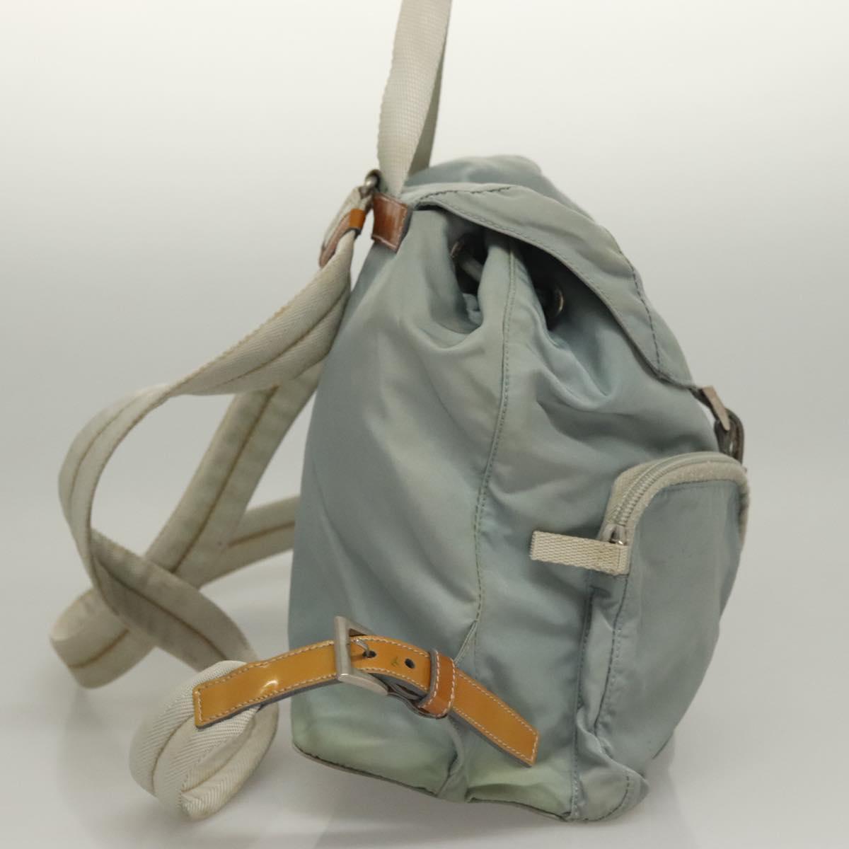 PRADA Backpack Nylon Light Blue Silver Auth 134383