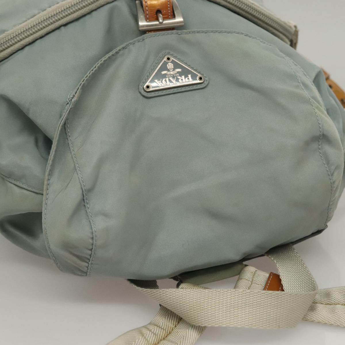 PRADA Backpack Nylon Light Blue Silver Auth 134383