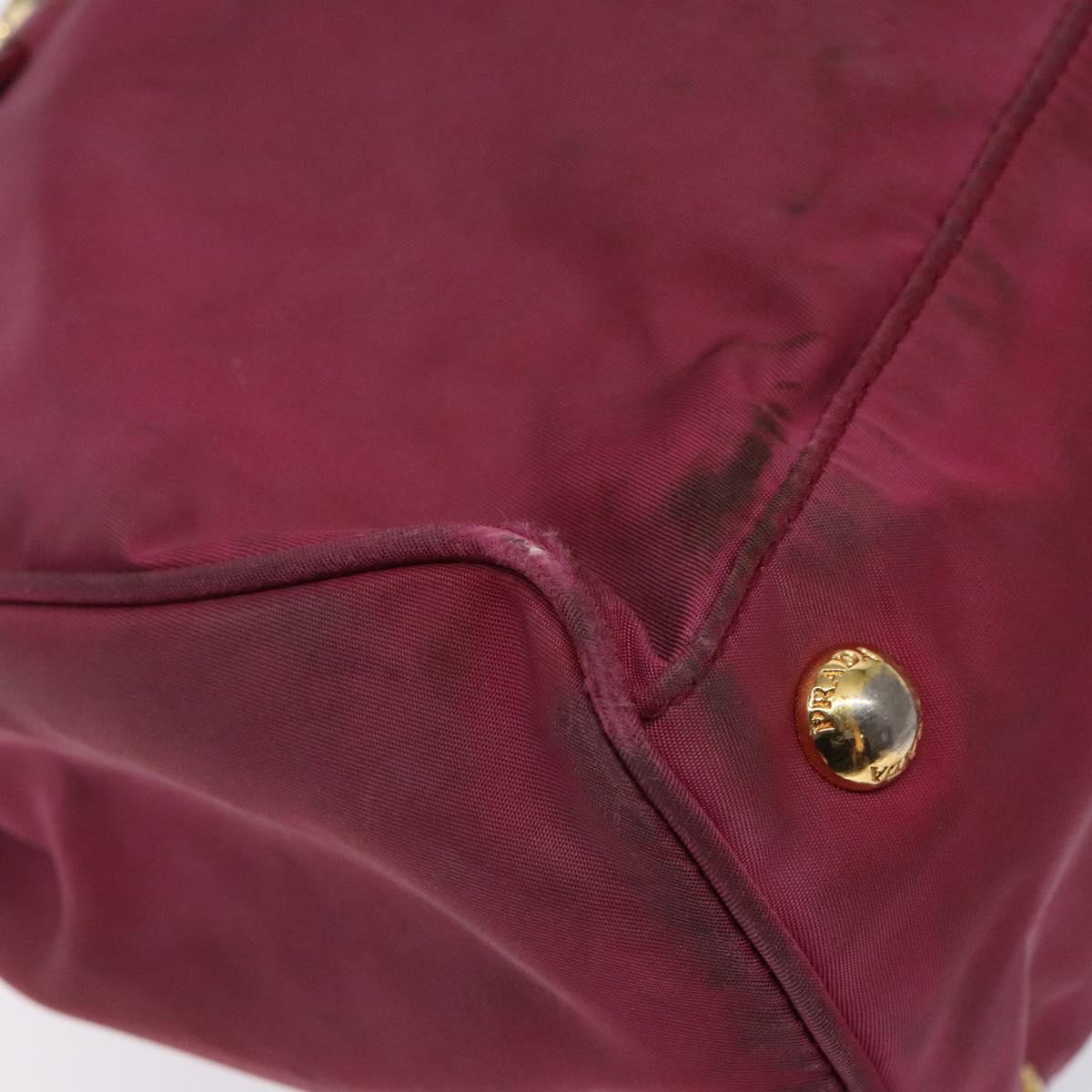 PRADA Hand Bag Nylon Pink Gold Auth 134403