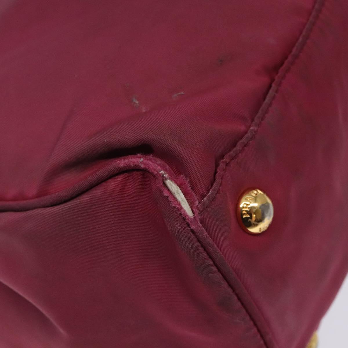 PRADA Hand Bag Nylon Pink Gold Auth 134403