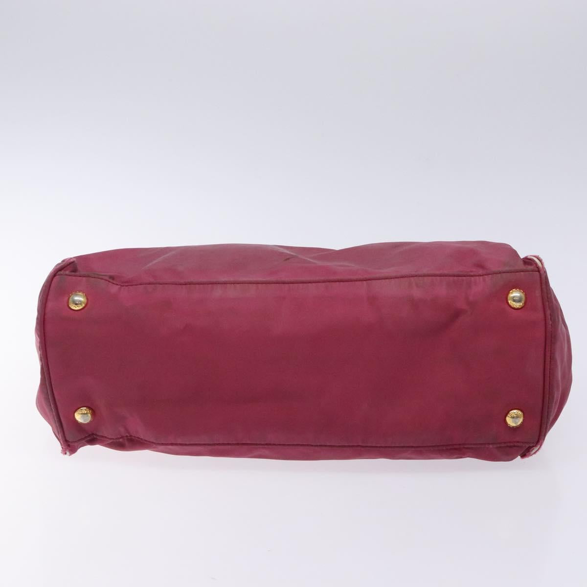 PRADA Hand Bag Nylon Pink Gold Auth 134403