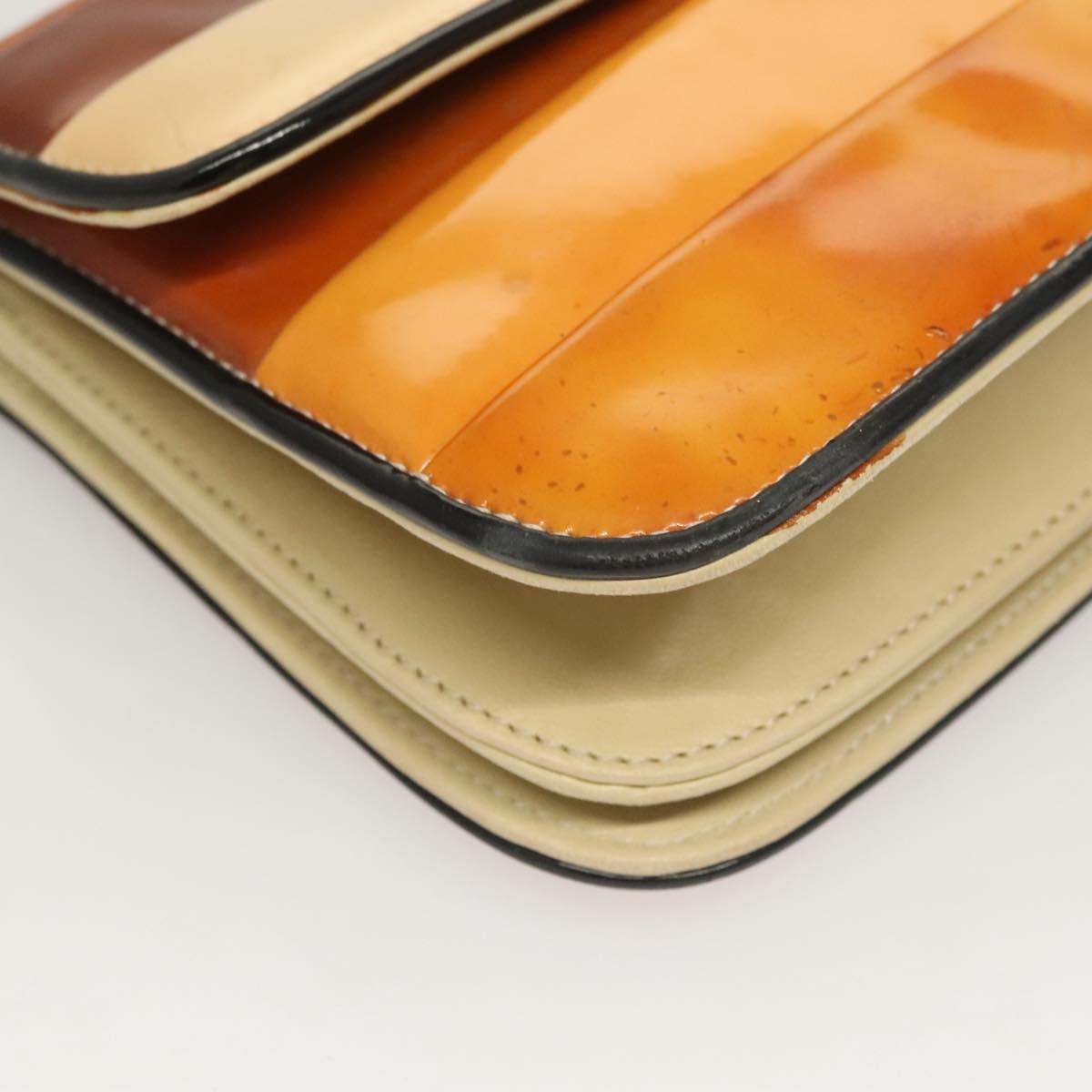 CHANEL Chain Shoulder Bag Enamel Gold Brown CC Auth 134433