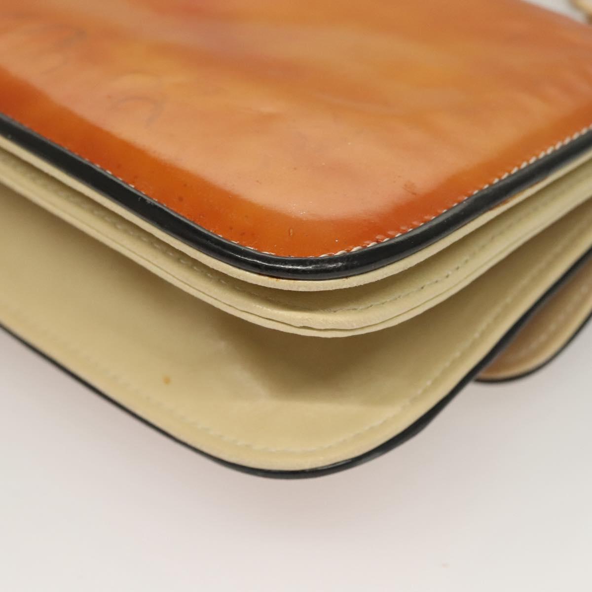 CHANEL Chain Shoulder Bag Enamel Gold Brown CC Auth 134433