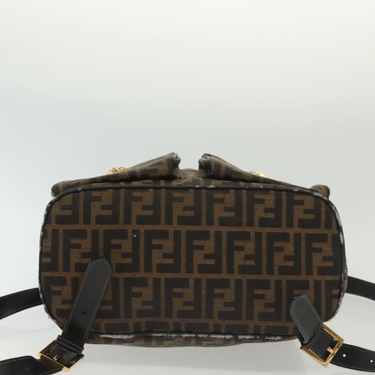 FENDI Zucca Canvas Backpack Black Brown Auth 134435