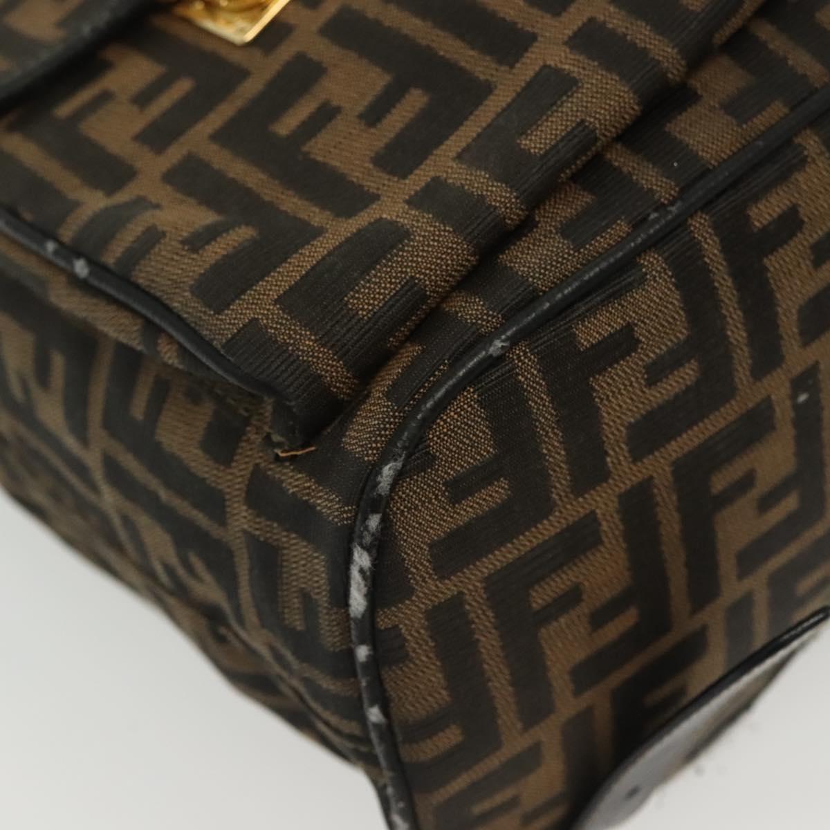 FENDI Zucca Canvas Backpack Black Brown Auth 134435