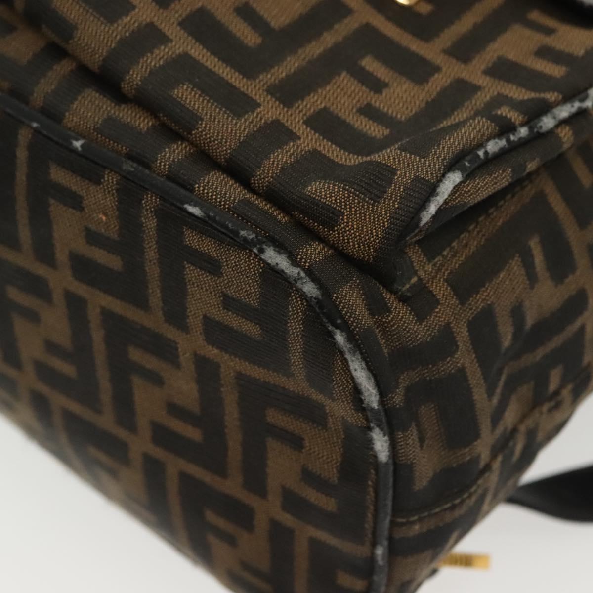 FENDI Zucca Canvas Backpack Black Brown Auth 134435