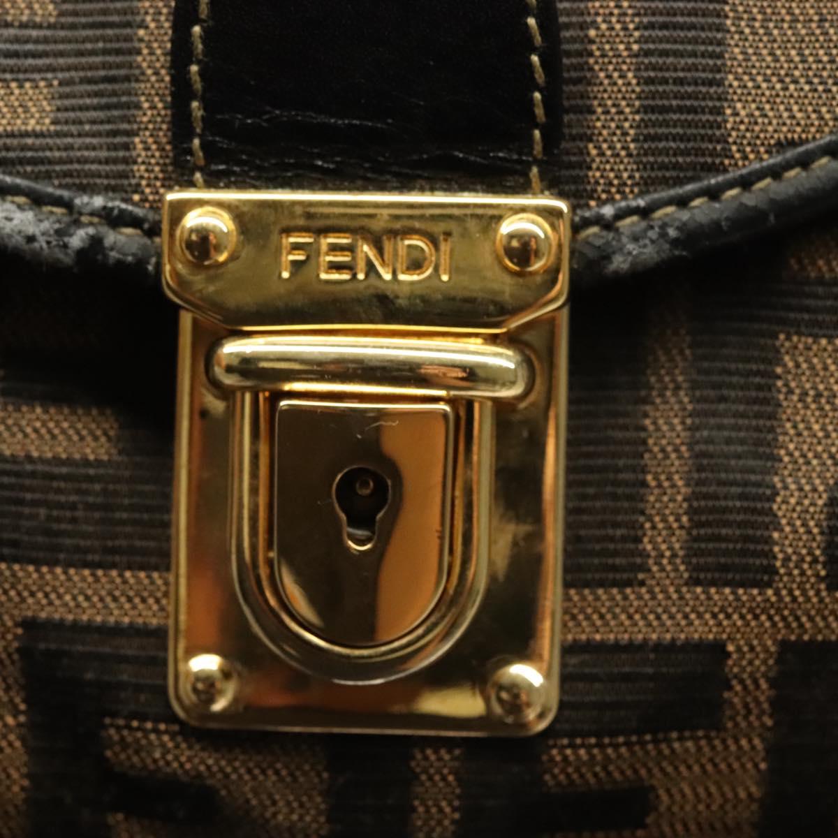 FENDI Zucca Canvas Backpack Black Brown Auth 134435