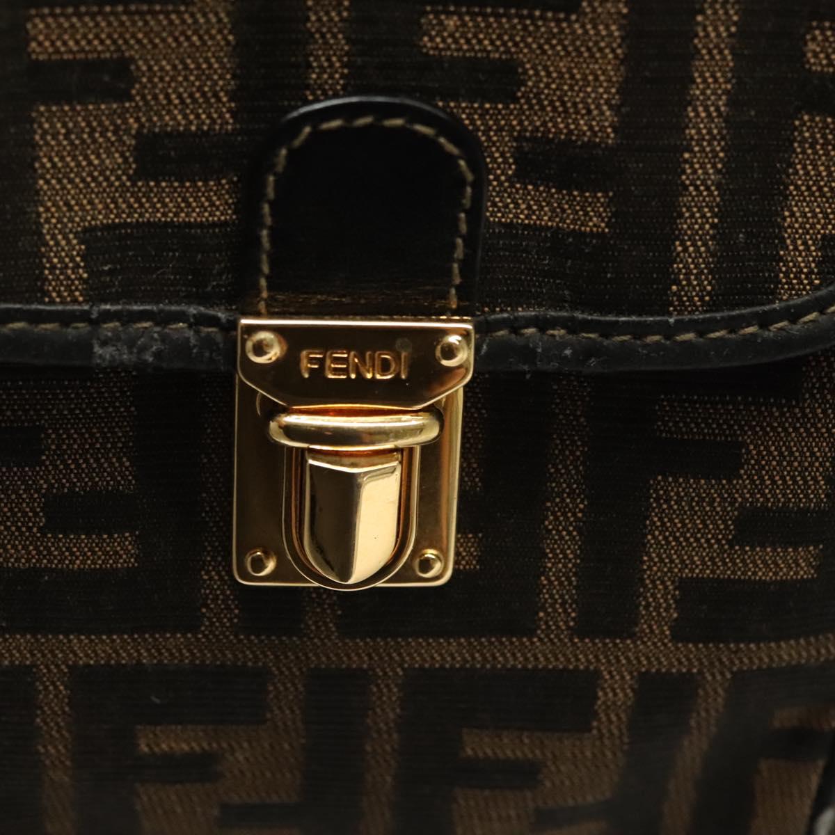 FENDI Zucca Canvas Backpack Black Brown Auth 134435