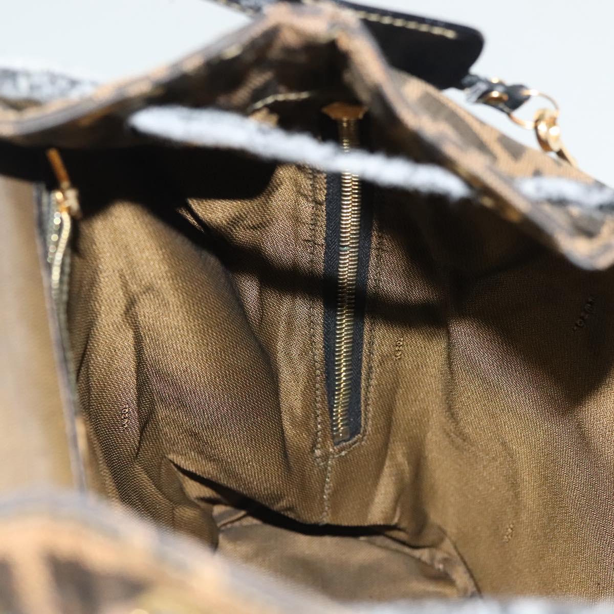 FENDI Zucca Canvas Backpack Black Brown Auth 134435