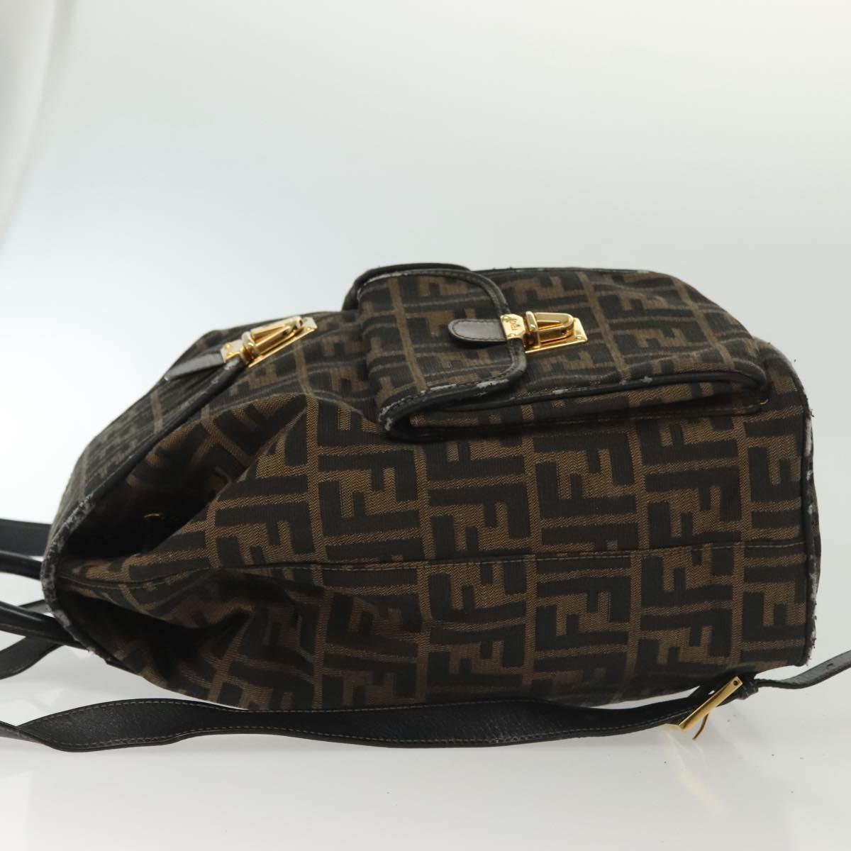 FENDI Zucca Canvas Backpack Black Brown Auth 134435