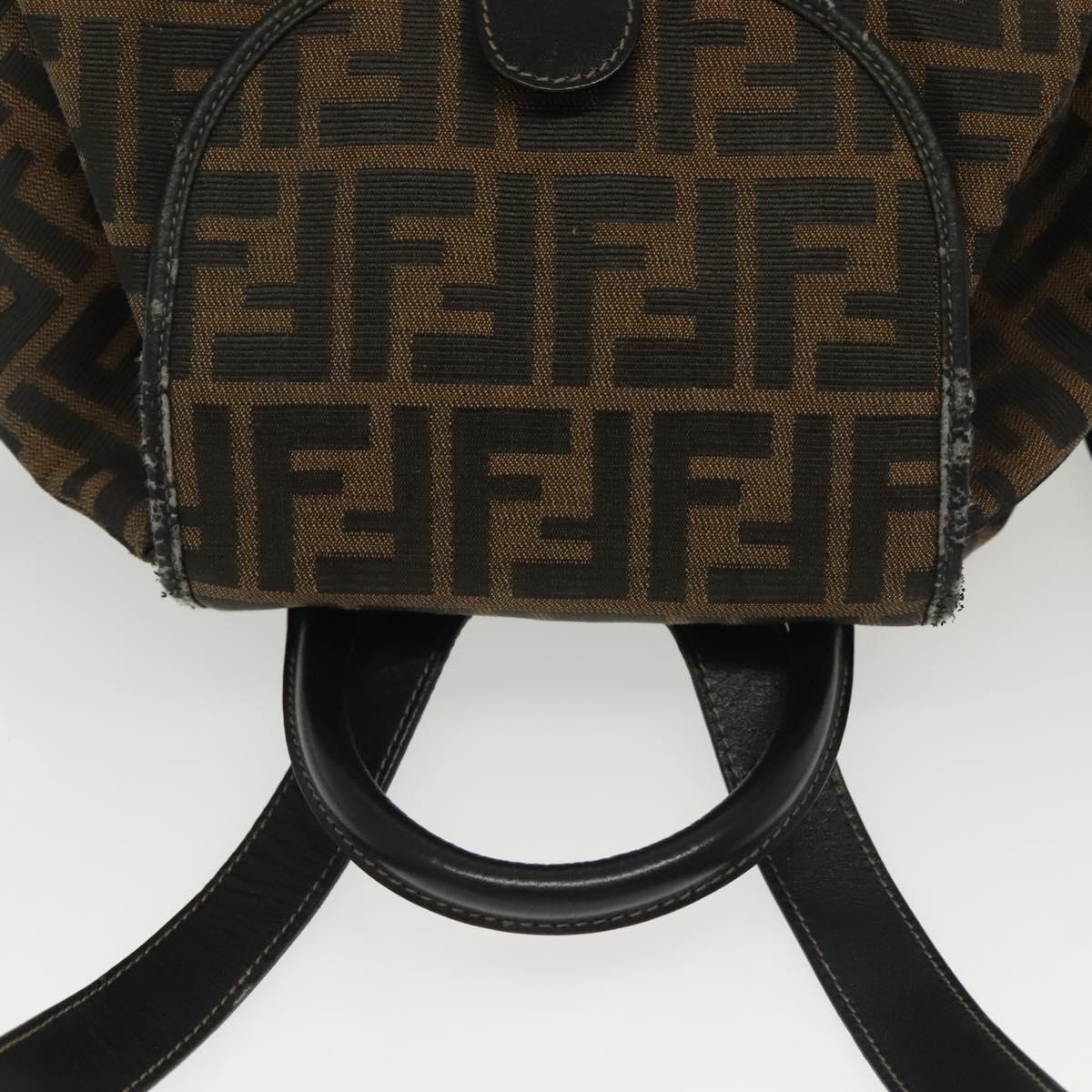 FENDI Zucca Canvas Backpack Black Brown Auth 134435