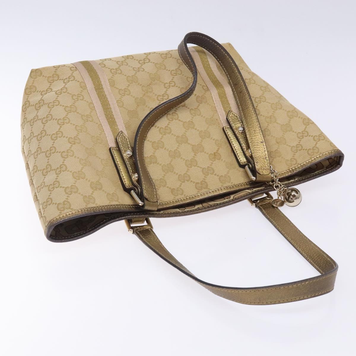 GUCCI GG Canvas Sherry Line Tote Bag Beige 137396 Auth 134445