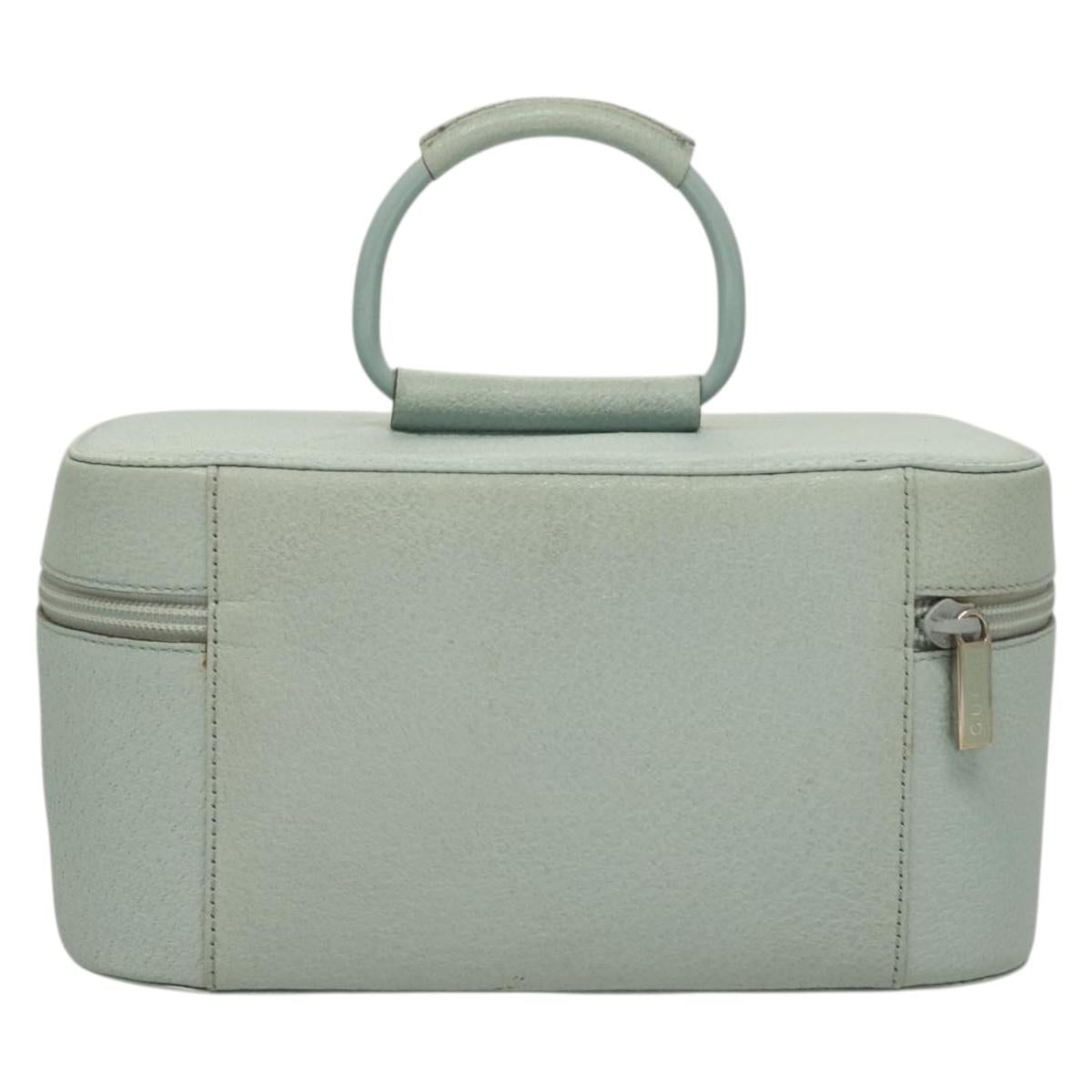 GUCCI Vanity Hand Bag Leather Light Blue 039 1705 0710 Auth 134448