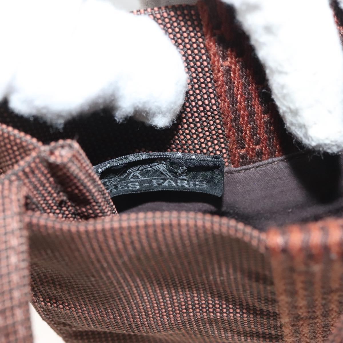 HERMES Her Line Shoulder Bag Canvas Brown Auth 134458