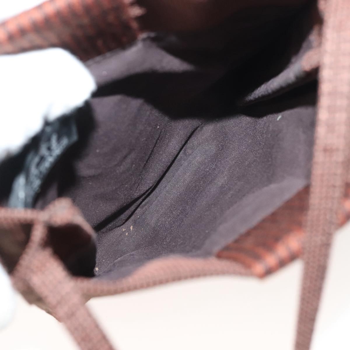 HERMES Her Line Shoulder Bag Canvas Brown Auth 134458