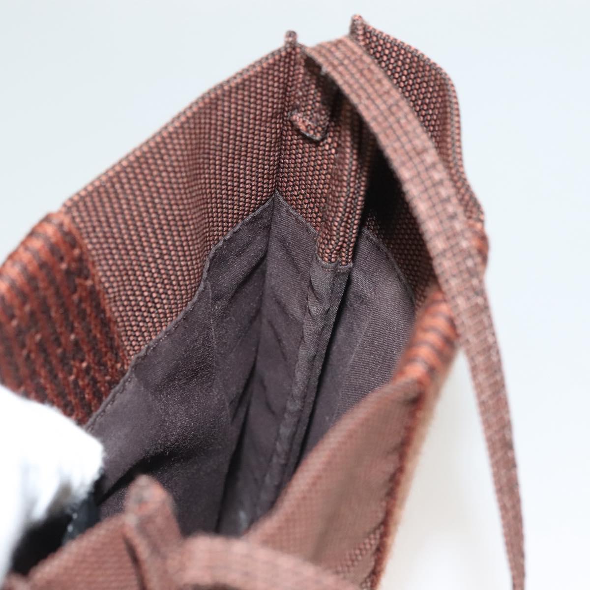 HERMES Her Line Shoulder Bag Canvas Brown Auth 134458