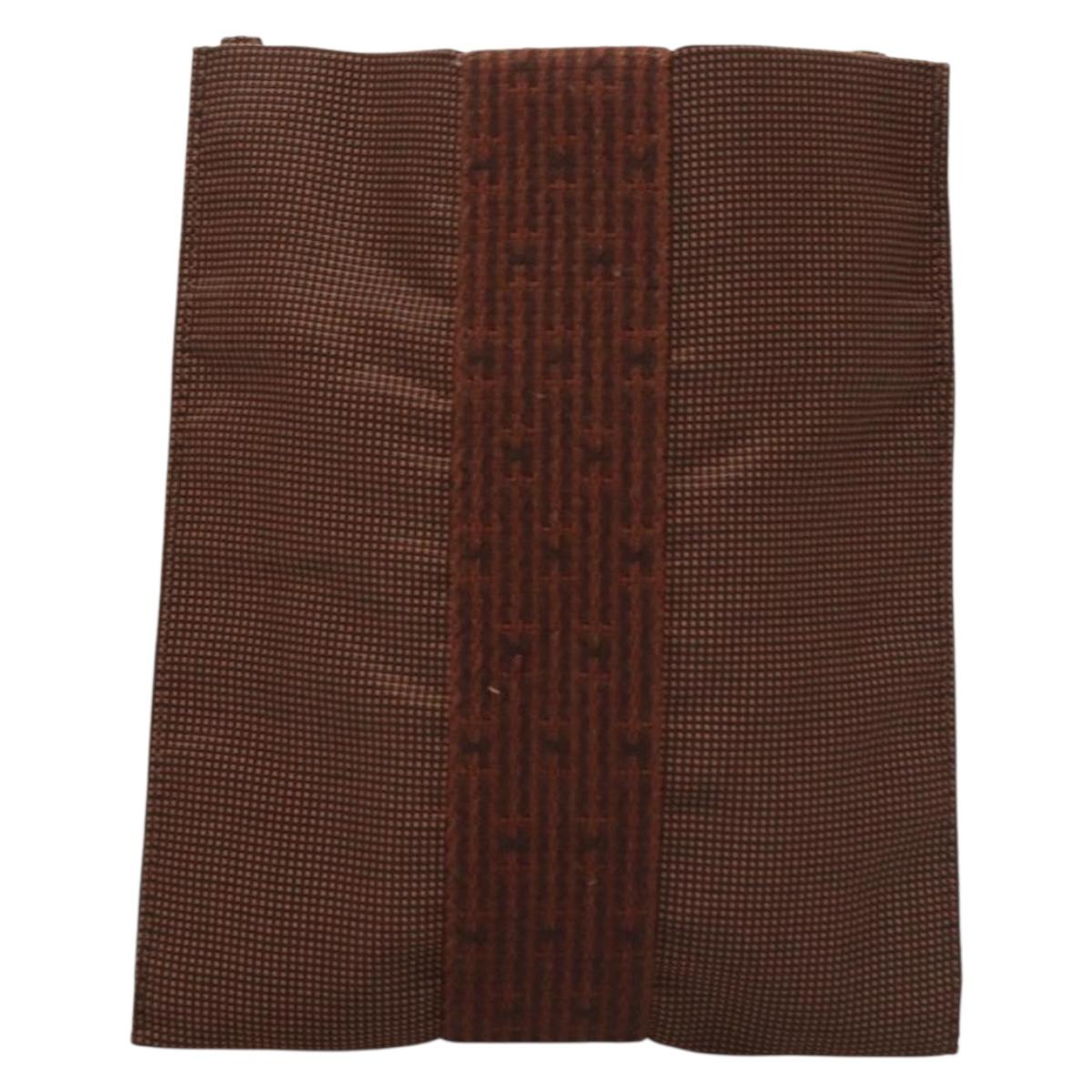 HERMES Her Line Shoulder Bag Canvas Brown Auth 134458