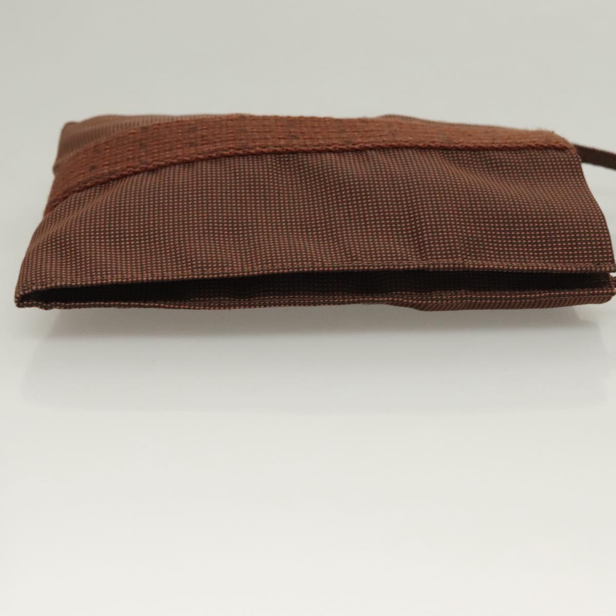 HERMES Her Line Shoulder Bag Canvas Brown Auth 134458