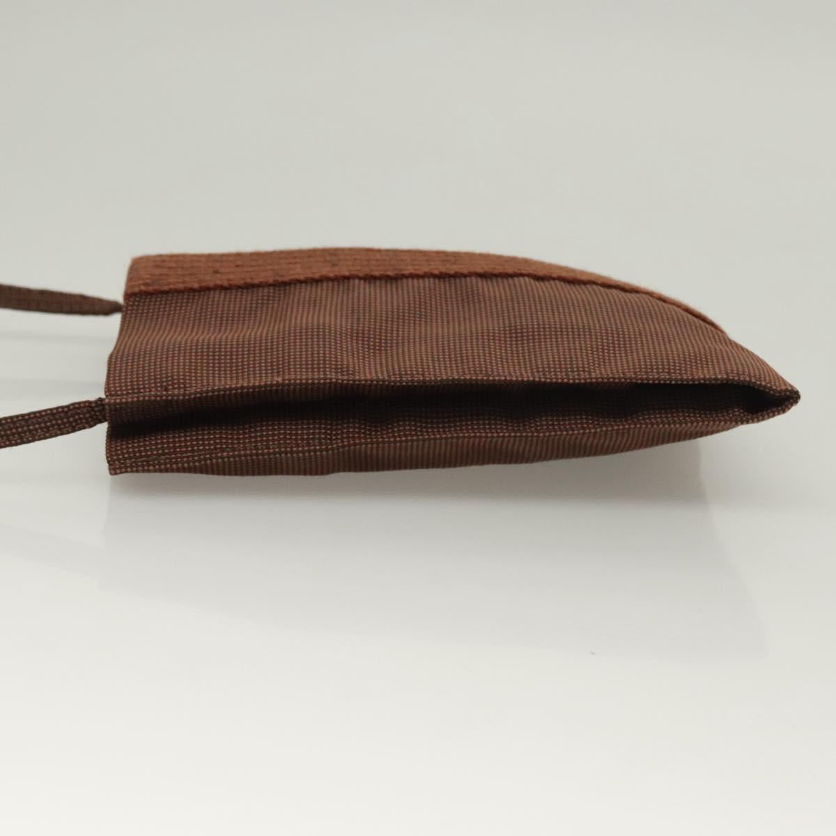 HERMES Her Line Shoulder Bag Canvas Brown Auth 134458